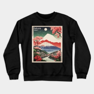 Hakone Japan Mt. Fuji Cherry Blossom Vintage Tourism Travel Poster Crewneck Sweatshirt